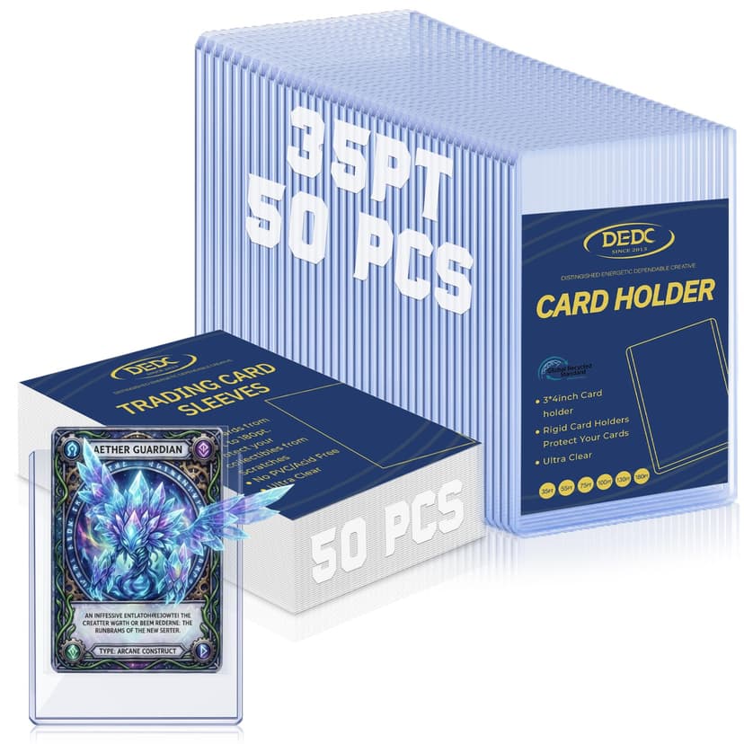 DEDC 100 Top loaders and Soft Penny Sleeves Bundle, 3" x 4" Rigid Hard Card Sleeves Protectors Compatible with Standard TCG/CCG Gaming Cards, Baseball Sports Cards & Photocards, Archival Safe