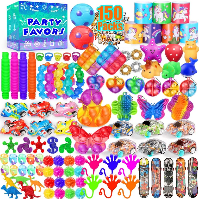 Party Favors for Kids 8-12 4-8, 150-Pack Fidget Toys Bulk, Treasure Box Toys for Classroom, Stocking Stuffers Goodie Bags, Classroom Prizes, Birthday Holiday for Boys Girls