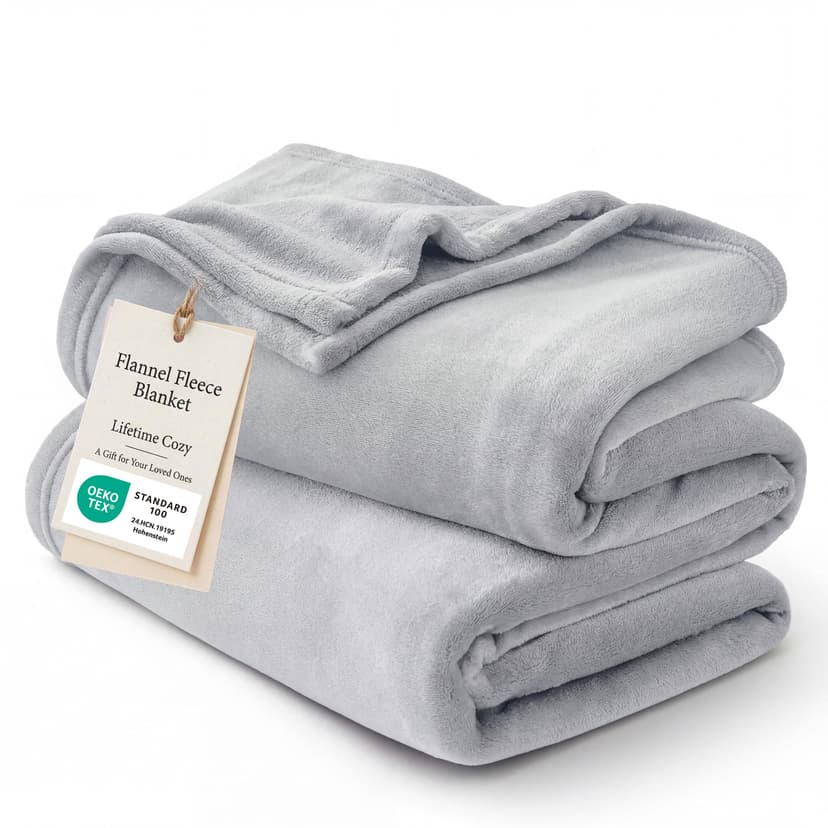 Bedsure GentleSoft Fleece Throw Blanket - Light Grey Lightweight Blankets for Sofa, Couch, Bed, Camping, Travel - Super Soft Cozy Microfiber Throws, 50x60 inches