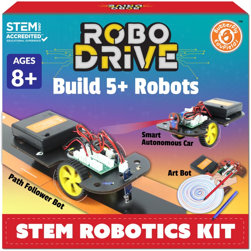Butterfly EduFields 5in1 STEM Electronics Robotics Kit for Ages 8-10-12-13 | STEM Robot building kit for kids 8 9 10 -12 with STEM activities, circuit projects toys, engineering and science experiment