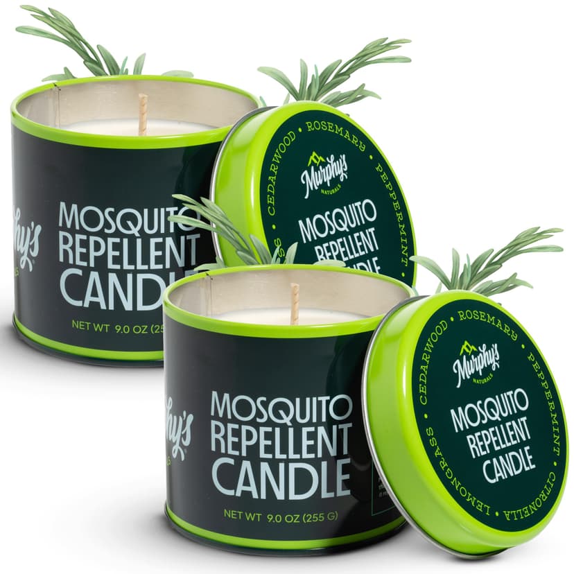 Murphy's Naturals Citronella Mosquito Repellent Candles, 9 oz (Pack of 2) | Soy & beeswax blend with rosemary, peppermint, citronella & lemongrass oils; 30-hour burn for patios & outdoor spaces