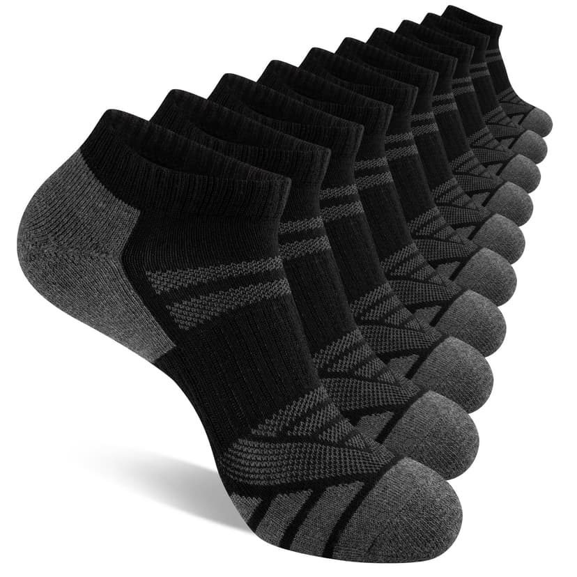 Heatuff 10 Pairs Men's Athletic Running Socks - Breathable Cushioned Low Cut Ankle Socks for Casual & Daily Wear