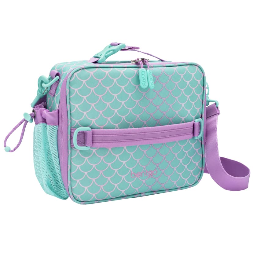 Bentgo Kids Prints Double-Insulated Reusable Lunch Bag | For Kids 3+, Adjustable Strap; Holds Lunch Box/Water Bottle/Snacks; Easy-Clean, Water-Resistant, Pockets (Mermaid)