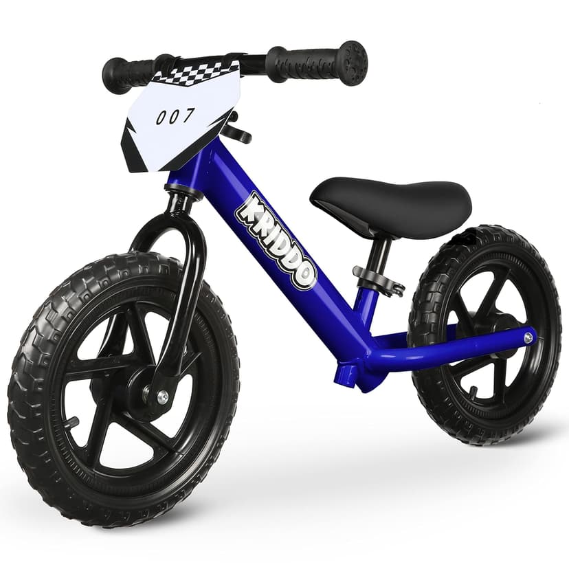 KRIDDO Toddler Balance Bike 2 Year Old, Age 18 Months to 5 Years Old, 12 Inch Push Bicycle with Customize Plate (3 Sets of Stickers Included), Steady Balancing, Gift Bike for 2-3 Boys Girls, Blue