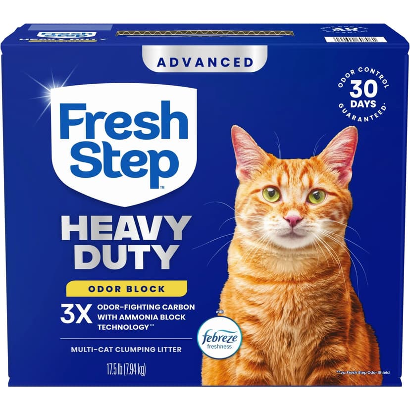 Fresh Step Heavy Duty Odor Block Advanced Multi Cat Clumping Litter with Febreze, 17.5 lb (Package May Vary)