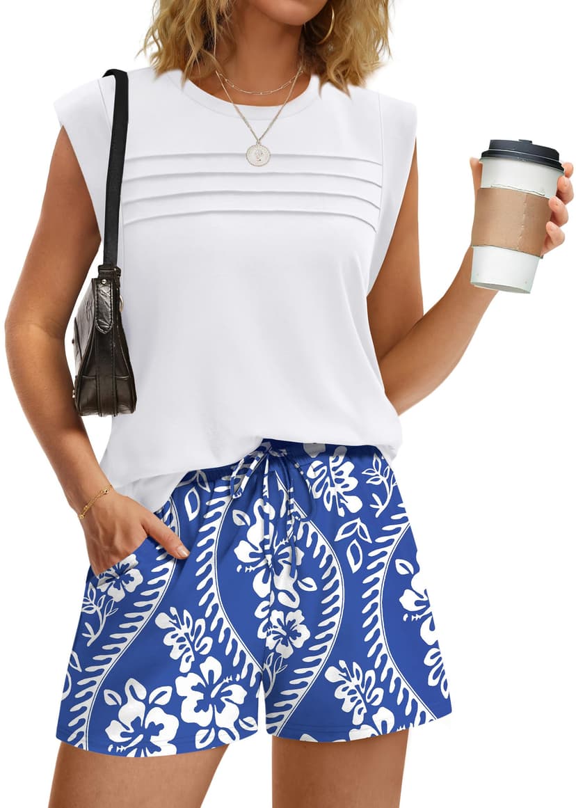 WIHOLL Two Piece Sets for Women Trendy Short Sets Beach Vacation Clothes Airport Travel Cruise Summer Outfits