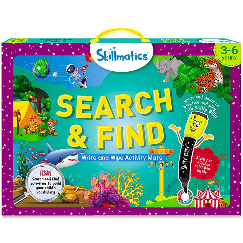 Skillmatics Search and Find – Preschool Learning Activity, Gift for Kids | Reusable Write & Wipe Mats, Art & Crafts, Build Vocabulary, Screen-Free, Educational Toy for Toddlers & Kids Ages 3, 4, 5, 6