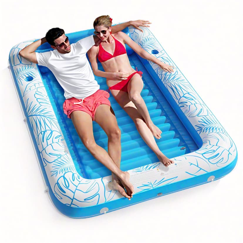 Inflatable Tanning Pool Lounger Float - Jasonwell 4 in 1 Sun Tan Tub Sunbathing Lounge Raft Floatie Toys Water Filled Bed Mat Pad for Kids Adult Blow Up Kiddie Ball Pit Pool (XL)