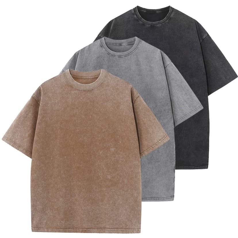 Men's Cotton T-Shirts Oversized Unisex Short Sleeves Casual Loose Wash Solid Basic Tee Tops