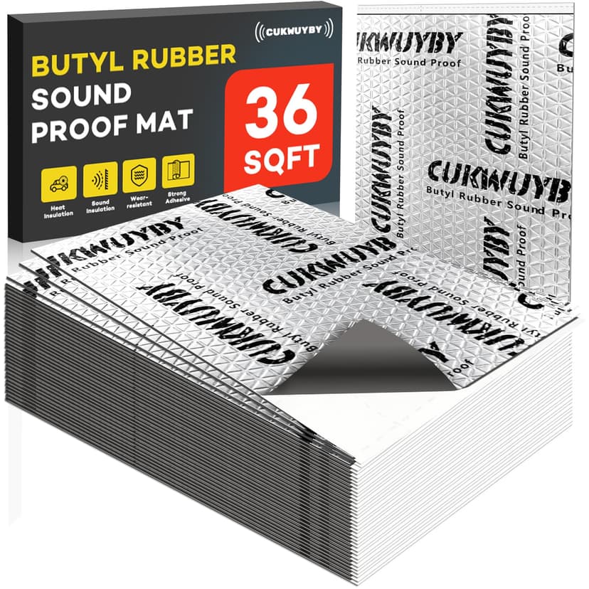 Sound Deading Material for Cars, 80mil (2mm) 36 sqft (3.4 sqm) Car Sound Deadening Mat, Butyl Automotive Sound Deadener, Noise Insulation and Vibration Dampening Material (33 pcs)