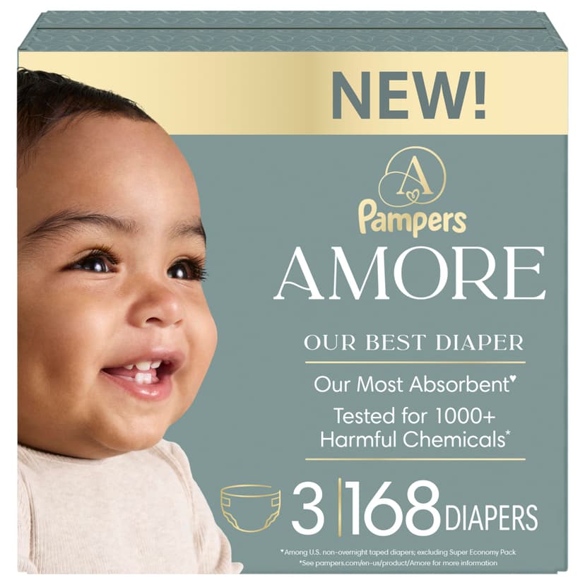 NEW Pampers Amore Diapers, Size 3, lbs (13-26 lbs), 168 Count