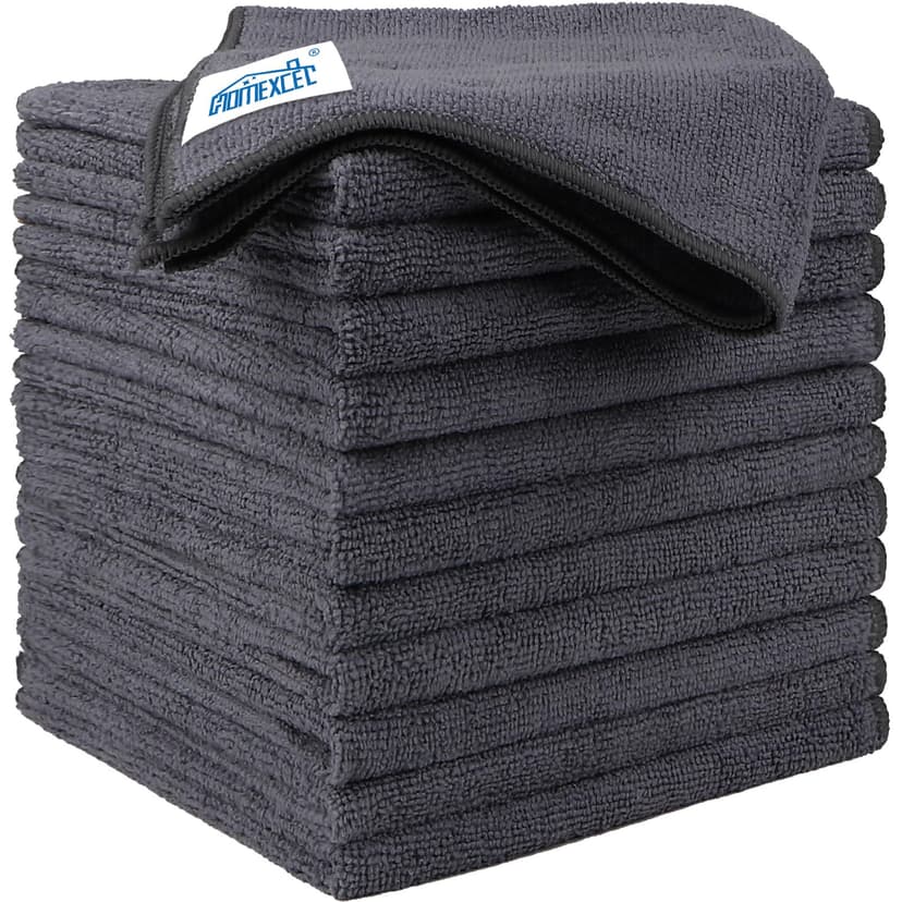 HOMEXCEL Microfiber Cleaning Cloth 12 Pack, 12.5 x 12.5 inch Microfiber Towels for Cars, Ultra Absorbent Washing Cloth, Lint Free Streak Free Cleaning Rags for Car, Kitchen, and Window (Grey)