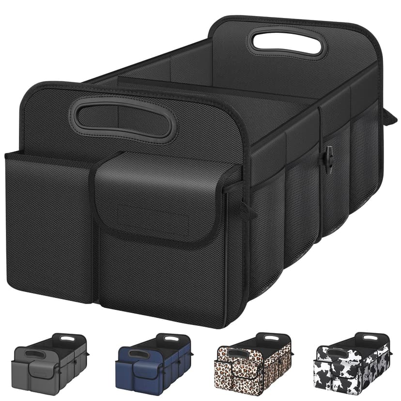 Femuar Car Trunk Organizer with Large Capacity Waterproof Car Accessories for Women & Men, Collapsible Trunk Organizer for Suv/Jeep/Sedan,Tools (Black, Standard)