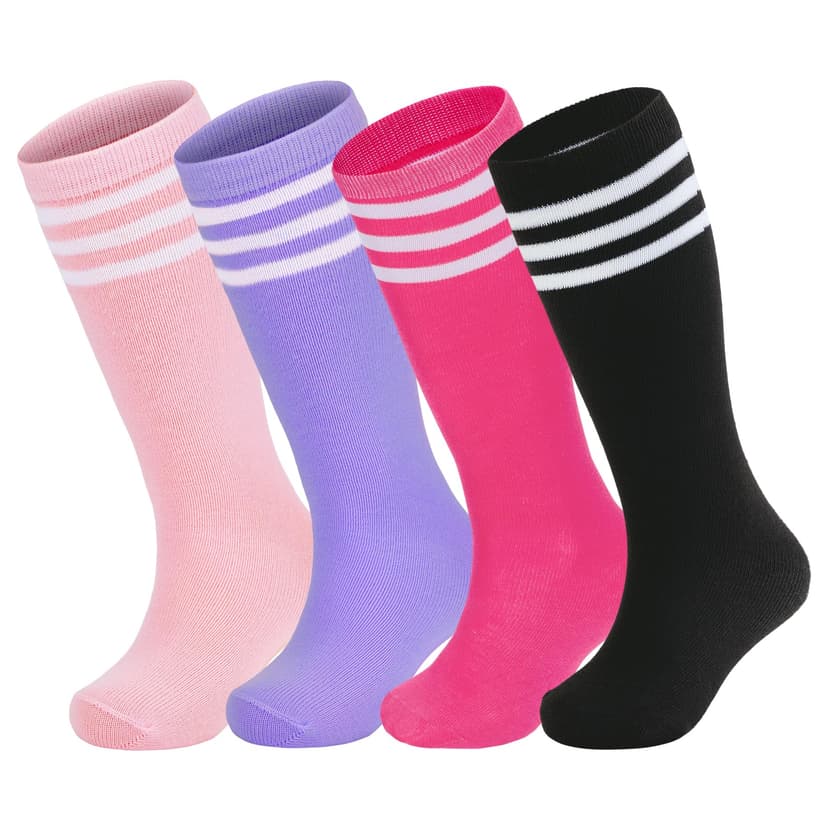 Zando 4 Pairs Kids Soccer Socks Baseball Softball Youth Athletic Boys Girls Knee High Socks
