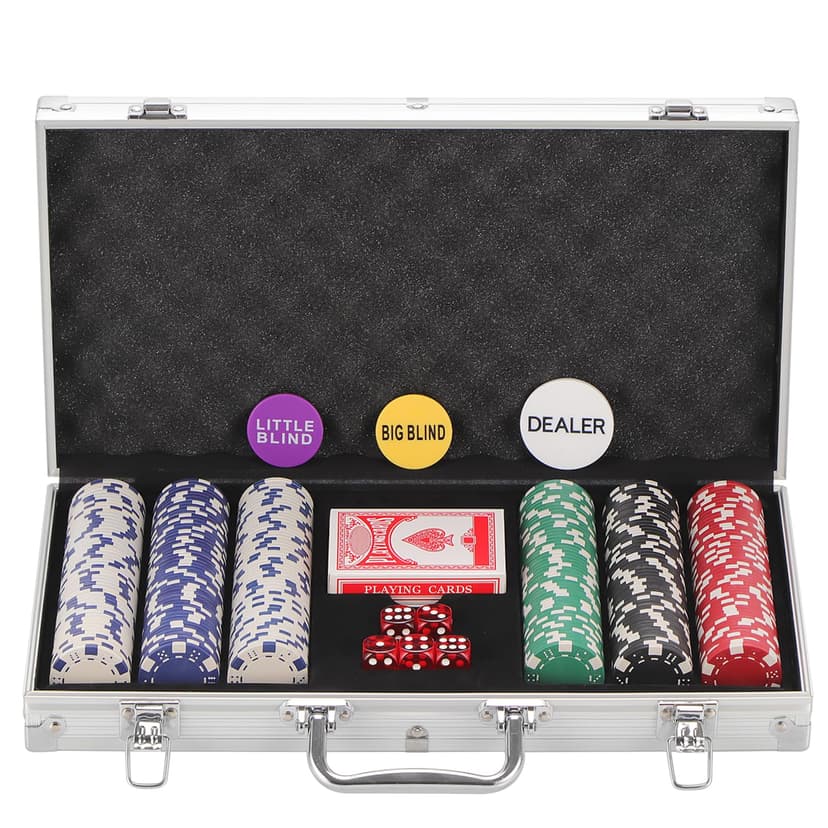 LUOBAO 300 Pcs Poker Chips Set for Texas Holdem,Clay Poker Set Blackjack,Professional Poker Kit with Aluminum Case,2 Decks Cards,Dealer Blind Buttons 5 Dice,11.5 Gram Casino Chips for Gambling Games
