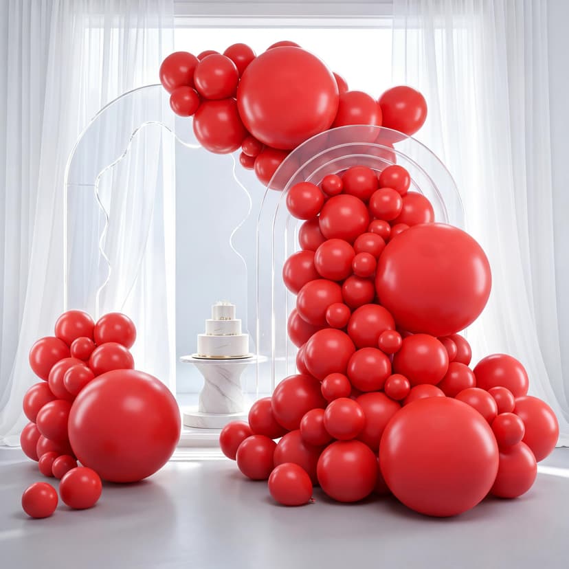 RUBFAC Red Balloons 129pcs Different Sizes 18 12 10 5 Inch for Garland Arch Kit, Latex Balloons Wedding Anniversary Casino Bachelorette Citizenship Birthday Party Decorations | Pack of 18 12 10 5 Inch