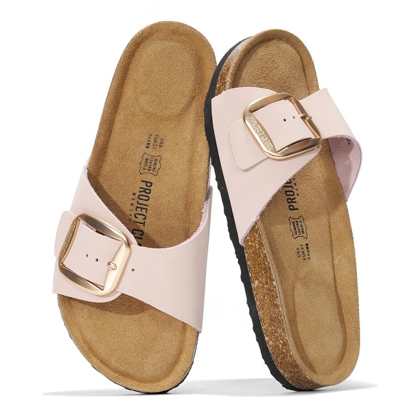 Project Cloud 100% Genuine Leather Sandals Women Dressy Beach Essentials Slides for Women Footwear - Lightweight with Memory Foam Insole Sandals for Women 2026 - Womens Slides