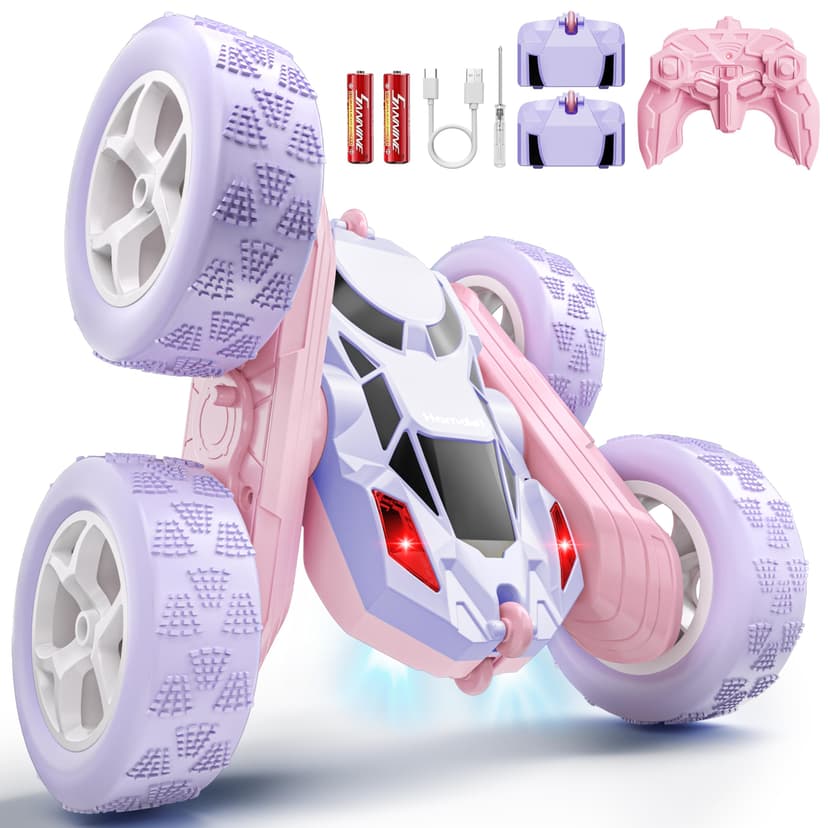 Hamdol Remote Control Car for Girls, Double-Sided Color Design Stunt RC Vehicle, Upgraded 4WD USB-C Rechargeable Toy, 2.4GHz Fast Electric STEM Toy, Birthday Age 6+