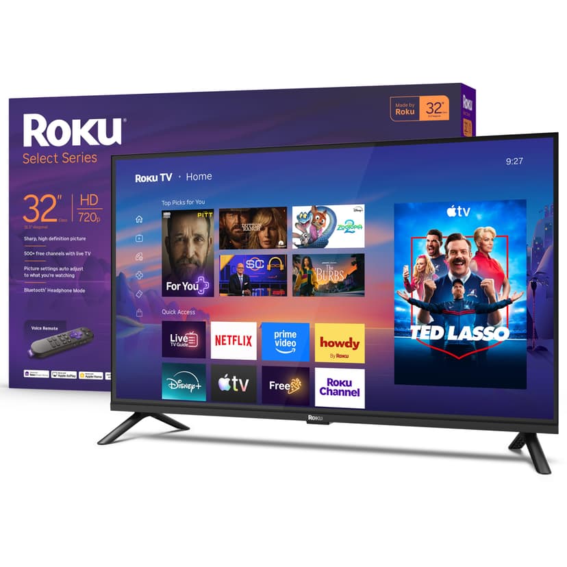 Roku 32-Inch Select Series Smart TV 2026-720p HD TV - RokuTV | Flat Screen LED Television with Voice Remote, Wi-Fi & Bluetooth Headphone Mode - Streaming Live Local News Sports & Movies