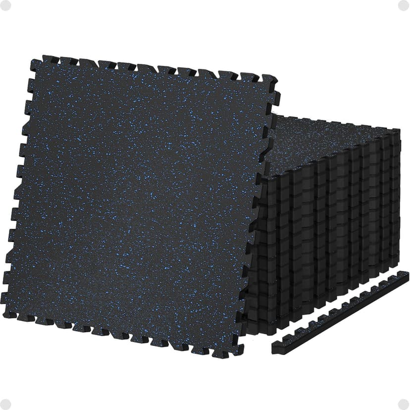 AIRHOP 0.79" Thick Gym Flooring for Home Gym, 24 Sq Ft Rubber Top Gym Mat | 6 Tiles, High Density EVA Foam, Waterproof & Non-Slip Rubber, Interlocking Puzzle Mats, Heavy Duty Floor Protection, 24"x24"