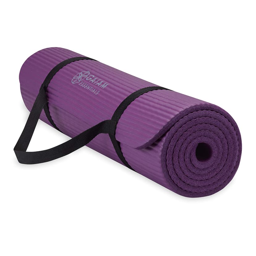 Gaiam Thick Yoga Mat, Exercise & Fitness Mat with Easy-Cinch Carrying Strap | Non-Slip NBR Foam | Joint Cushioning | Yoga, Pilates, Fitness & Floor Workouts | 72"L x 24"W