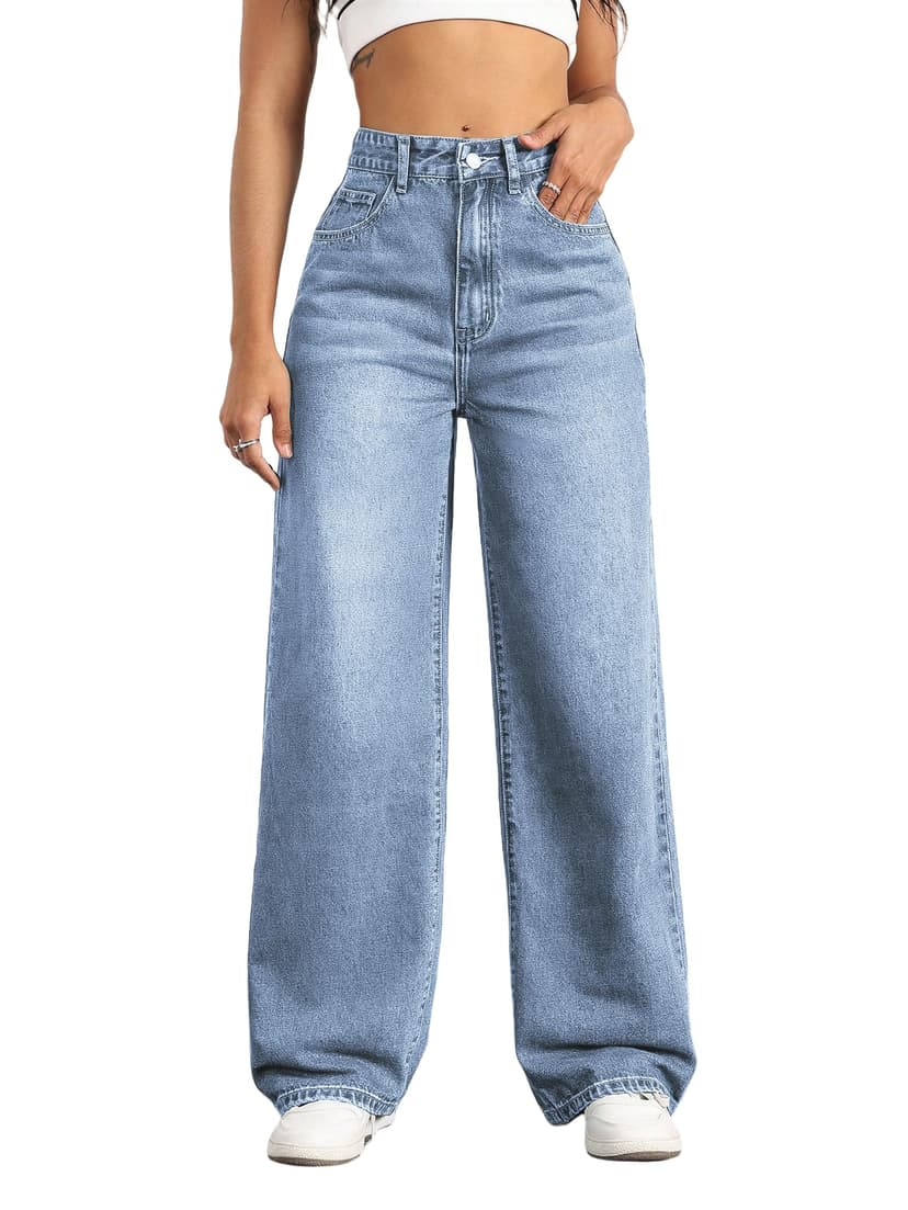 Mars power Straight Leg Jeans for Women,High Waisted Wide Leg Loose Stretchy Boyfriend Denim Pants Baggy Jeans for Women