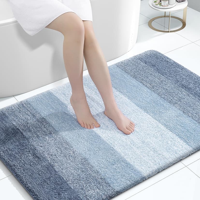 OLANLY Large Bathroom Rugs 44x32, Extra Soft Absorbent Microfiber Bath Rugs | Blue, Non-Slip Quick-Drying Rubber Backing, Machine Washable Plush Bath Mat for Floor, Tub and Shower, Home Decor Accessor