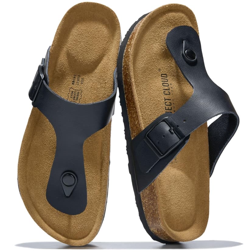 Project Cloud 100% Genuine Leather Thong Sandals & Flip Flops for Women | Memory Foam Insole Womens Sandals - Non-Slip Lightweight Comfortable Beach Footwear and Casual Everyday Summer Sandals Women
