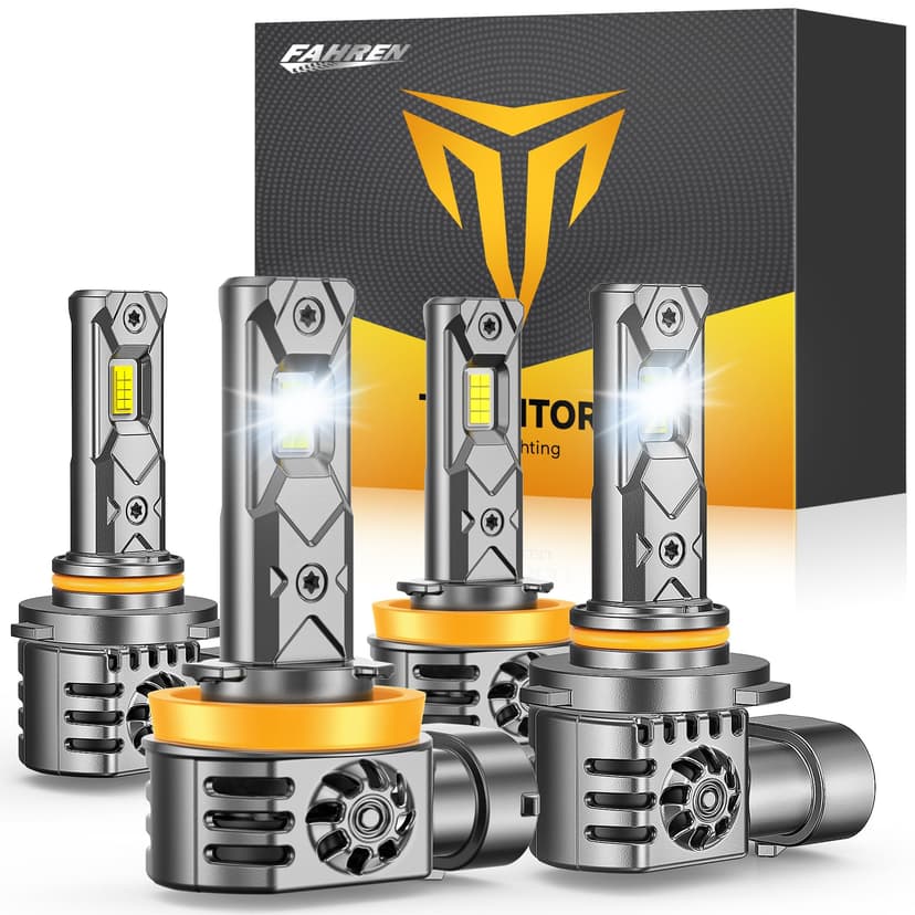 Termitor NextGen H11/H9/H8 9005/HB3 LED Bulbs Combo, Upgraded 100000LM 1400% Ultra Bright 1:1 Mini Size H11 9005 High& Low Fog Bulbs, 10 Year Extend Lifespan, IP68 Waterproof Pack of 4