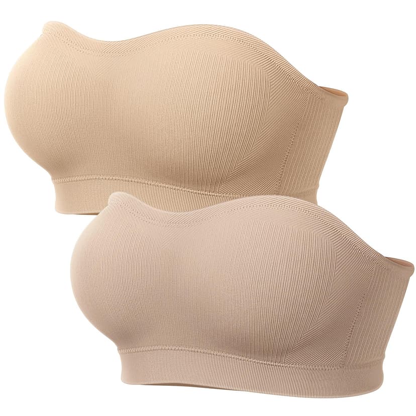 LetsJoli Push Up Strapless Bras for Women Supportive Bandeau Bra Non Slip Wireless No Underwire Padded Tube Bra