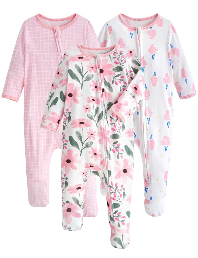Yoofoss Baby Pajamas 100% Organic Cotton Baby Sleepers for Newborn 0-3 3-6 6-9 Months Boys Girl Clothes 3pcs Footed PJs
