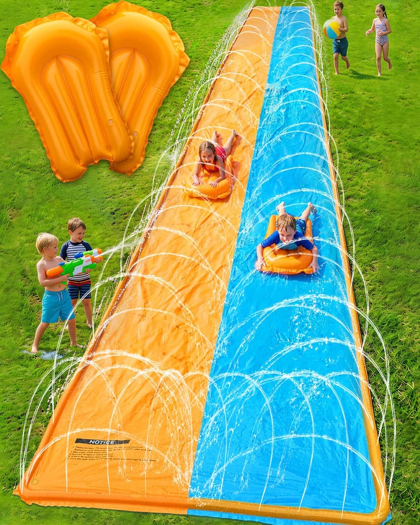 Spring Water 30FT Slip and Water Slide, Extra Long Slip n Water Slide for Kids and Adults, 2 Inflatable Bodyboards and Sprinkler, Giant Summer Heavy Duty Water Slides Outdoor Toys for Backyard