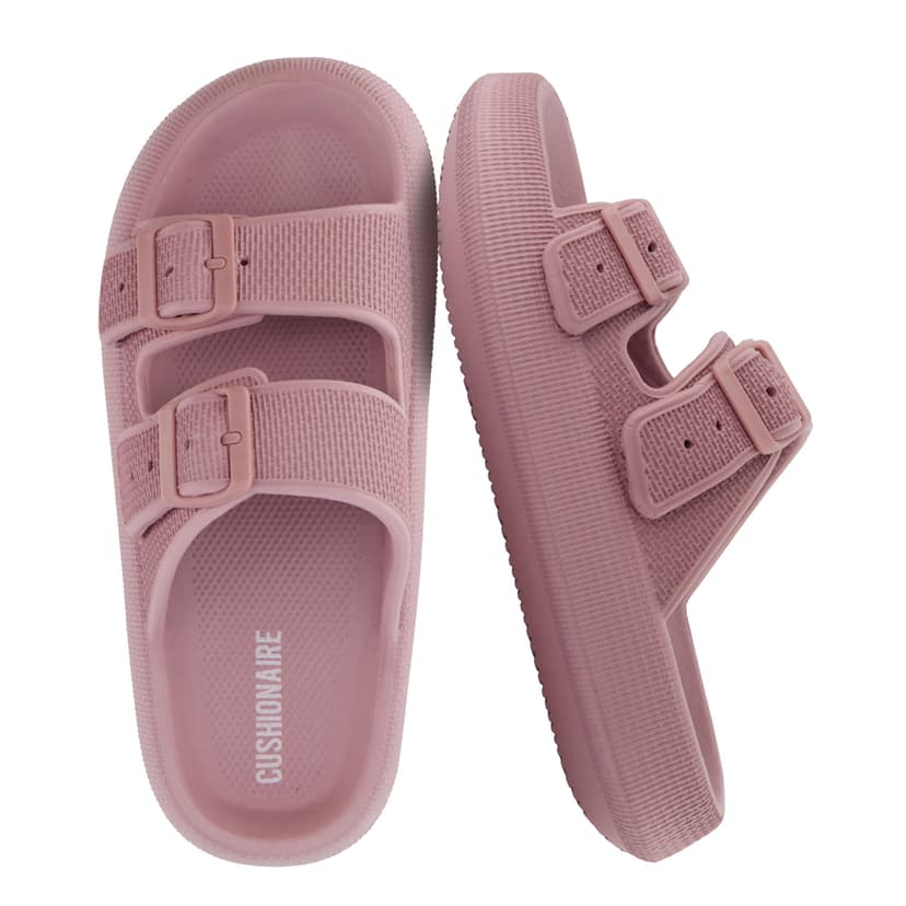 CUSHIONAIRE Fame Pillow Recovery Sandals for Women, Adjustable Double Buckle Waterproof EVA Cloud Slides for Women