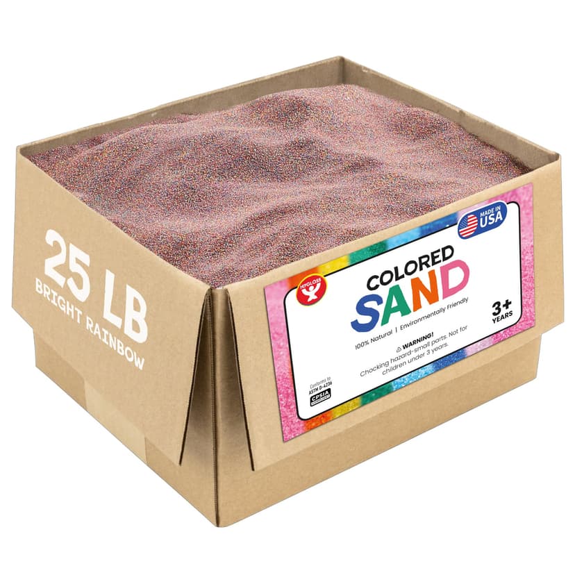 Hygloss Colored Sand for Crafts - 25 lb, Bright Rainbow - Vibrant Colorful Fine Sensory Play Sand Art Kits for Kids - Classroom Activities for Children 3 4 5 6 7 8 9 10 11 12 - Safe for Ages 3+