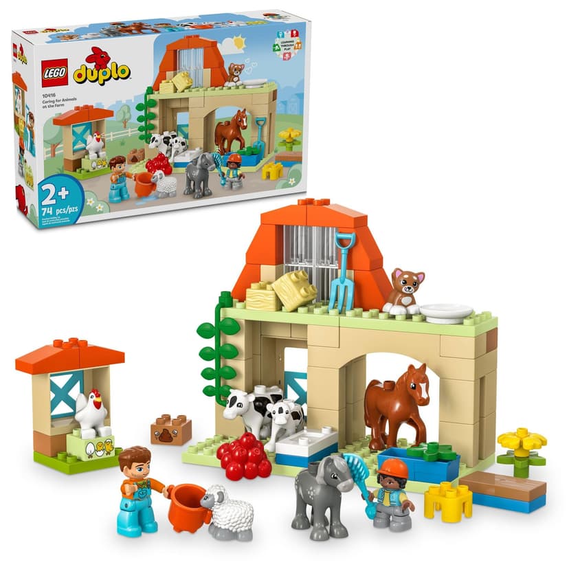 LEGO DUPLO Town Caring for Animals at The Farm 10416 | Back to School Gift for Students, Building Toy, Girls & Boys, Ages2+, Fine Motor Skills, Large Bricks, 74 pieces