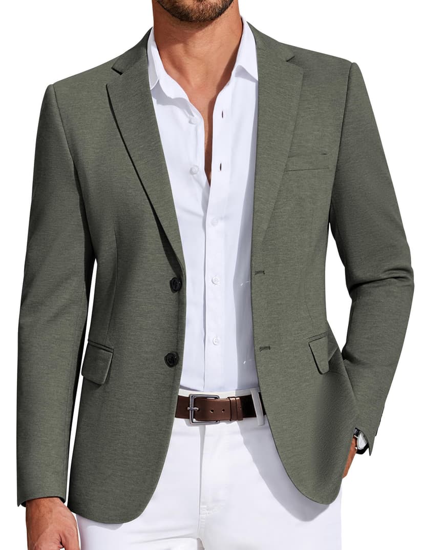 COOFANDY Mens Casual Blazer Knit Sport Coat Lightweight Two Button Suit Jacket