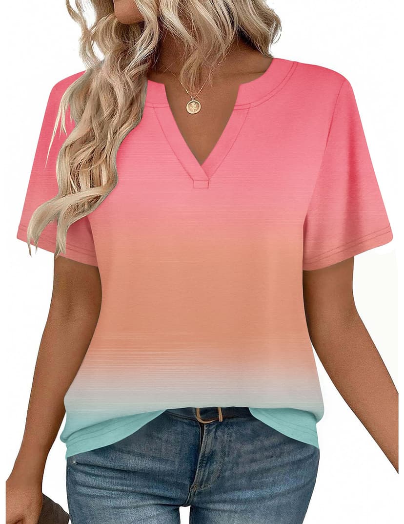 Zeagoo Womens Tops Short Sleeve V Neck Tee Shirts Cute Dressy Casual | Basic Clothing, Business Work Blouse, Loose Fit Tunic Fashion