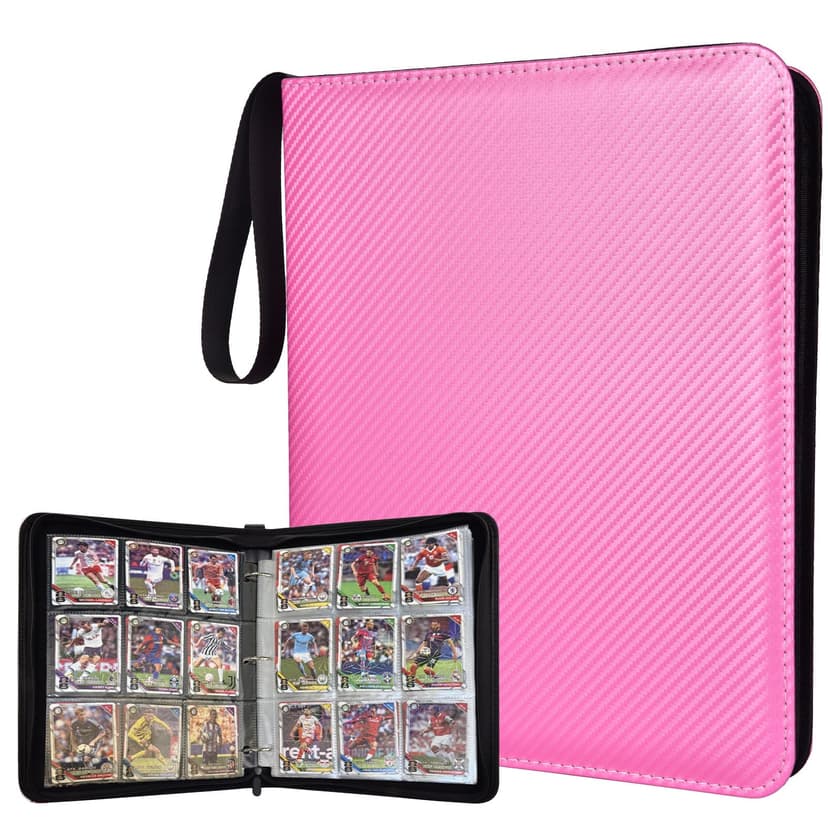 ULLTOON Portable 9-Pocket Trading Card Binder, Holds 1080 Cards | with 60 Removable Sleeves Baseball Card Binder, Compact Card Album Organizer for Game & Sports Cards, Pink Color
