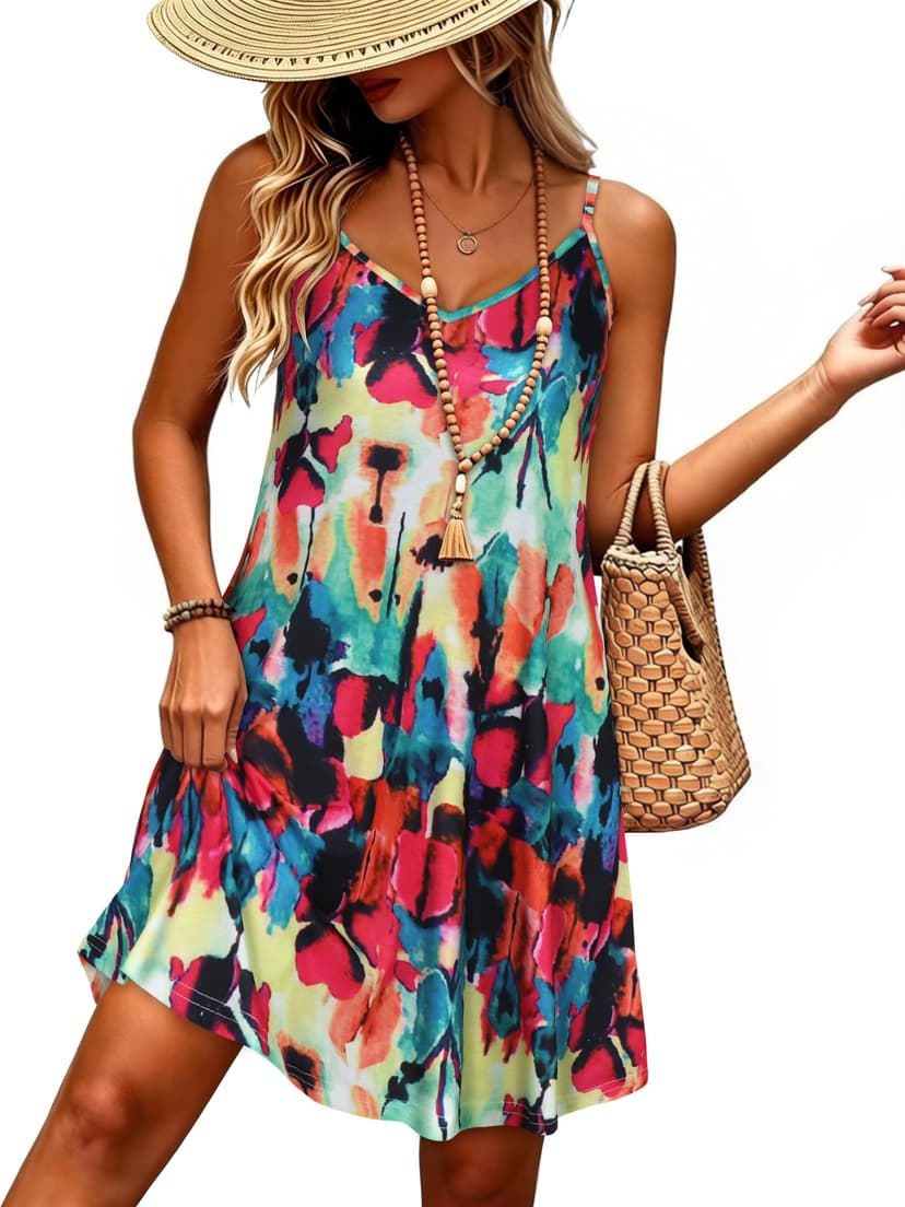 JOELLYUS Womens Spaghetti Strap Dress Summer Dresses Beach Cover Ups Casual Sundresses with Pockets 2026