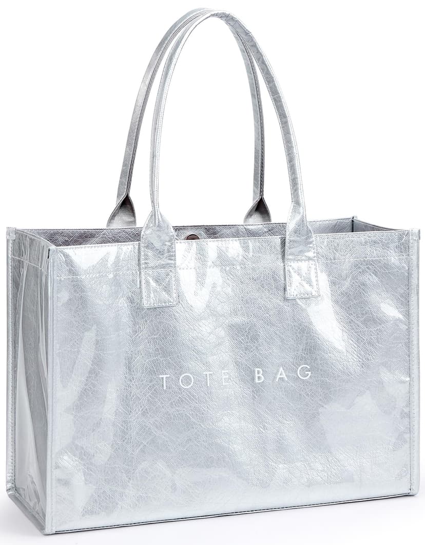 KALIDI PVC Tote Bag Women’s Kraft Paper Work Handbags Purses with Top Handle