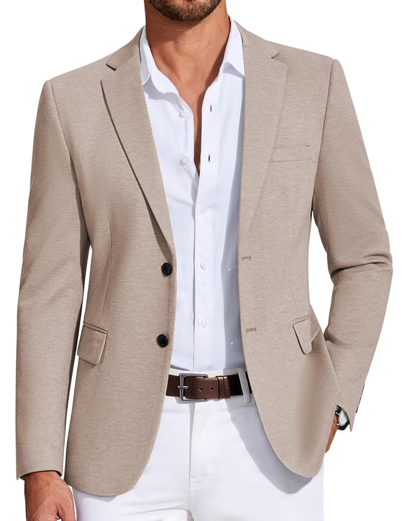 COOFANDY Mens Casual Blazer Knit Sport Coat Lightweight Two Button Suit Jacket