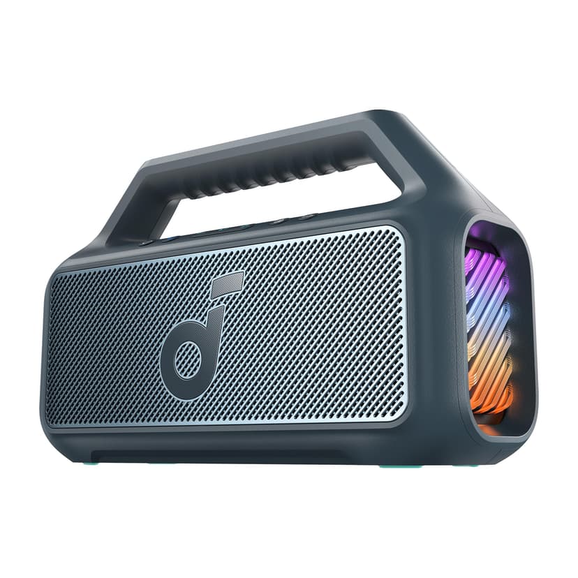 Soundcore Boom 2 by Anker, 80W Outdoor Bluetooth Speaker, 24H Playtime | IPX7 Waterproof, BassUp 2.0 Subwoofer, Floatable, RGB lights, USB-C, Custom EQ via soundcore App, for Camping and Beach(Blue)
