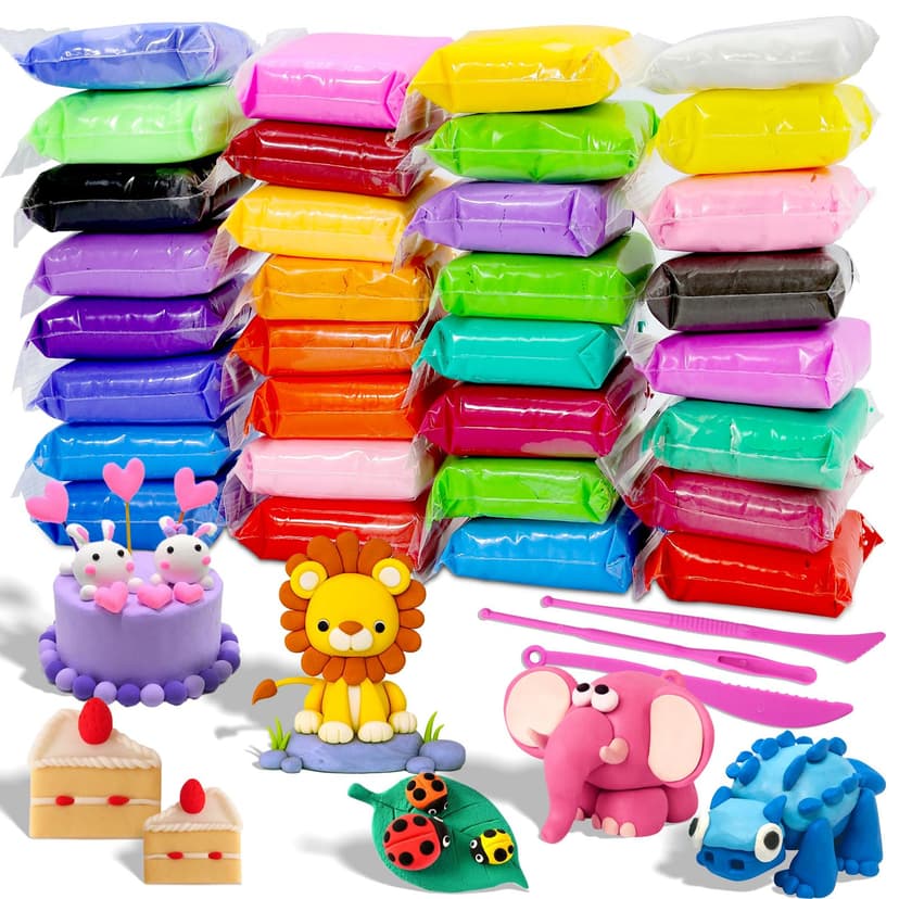 MuseLuxe Air Dry Clay - 32 Colors Modeling Clay Kit with 3 Sculpting Tools | Safe & Non-Toxic,Crafts DIY Magic Gifts Toys for Boys,Girls,Kids