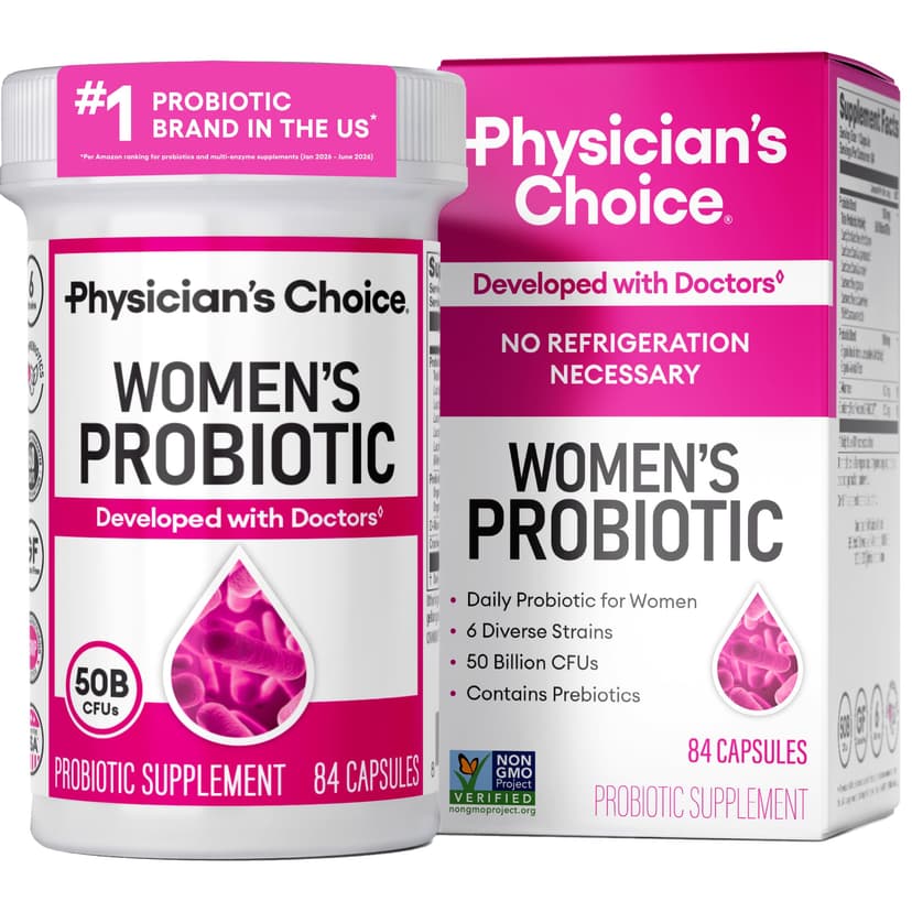 Physician's Choice Probiotics for Women - PH Balance, Digestive, UT, & Feminine Health - 50 Billion CFU - 6 Unique Strains for Women - Organic Prebiotics, Cranberry Extract+ - Womens Probiotic - 84 CT