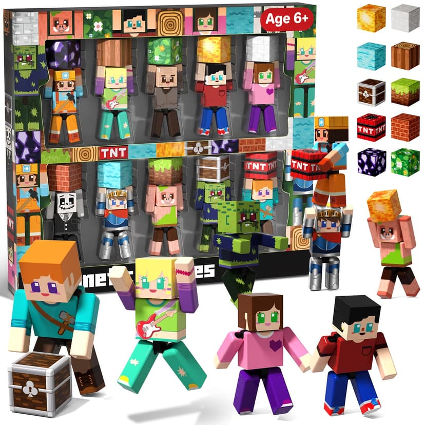 Magneverse 20Pcs Magnetic Action Figures Playset - Magnetic Building Blocks | Magnet Cubes and Rotatable Figures Character Toys for Kids, Birthday Gifts for Boys & Girls Ages 6+ (Patent Pending)