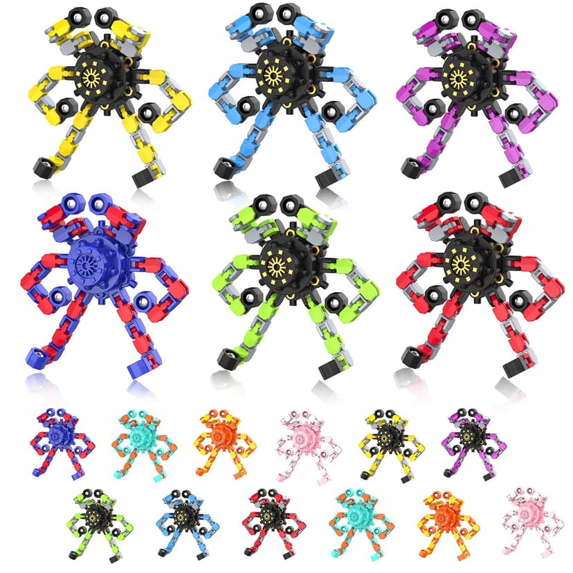 Transformable Fidget Spinners,18PCS Funny Sensory Fidget Toys for Kids | Deformable DIY Robot Spinner Fingertip Stress Relief Gyro Toy Kids Halloween Party Favors Stocking Stuffers Gifts