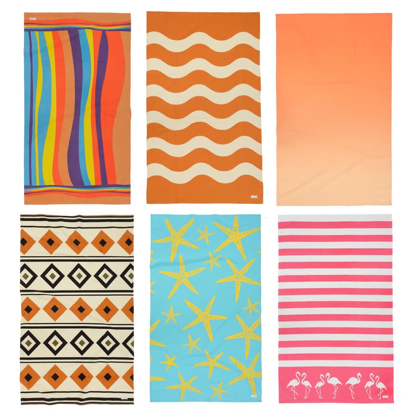 LANE LINEN Pool Towels, Turkish Beach Towels Oversized Set of 6, Pre-Washed, No Shrink, Quick Dry Travel Towel, Beach Towel for Women, Absorbent & Sand Free Towel, 39"x71" - Sunset Tropics