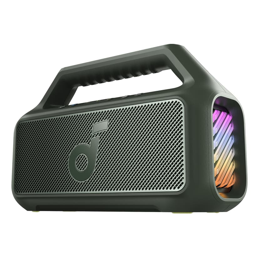 Soundcore Boom 2 by Anker, 80W Outdoor Bluetooth Speaker, 24H Playtime | IPX7 Waterproof, BassUp 2.0 Subwoofer, Floatable, RGB lights, USB-C, Custom EQ via soundcore App, Camping and Beach(Green)