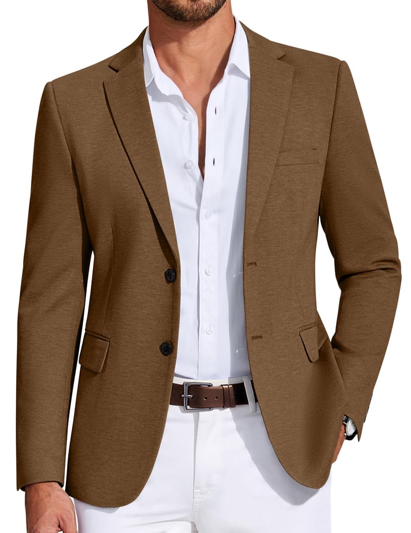 COOFANDY Mens Casual Blazer Knit Sport Coat Lightweight Two Button Suit Jacket