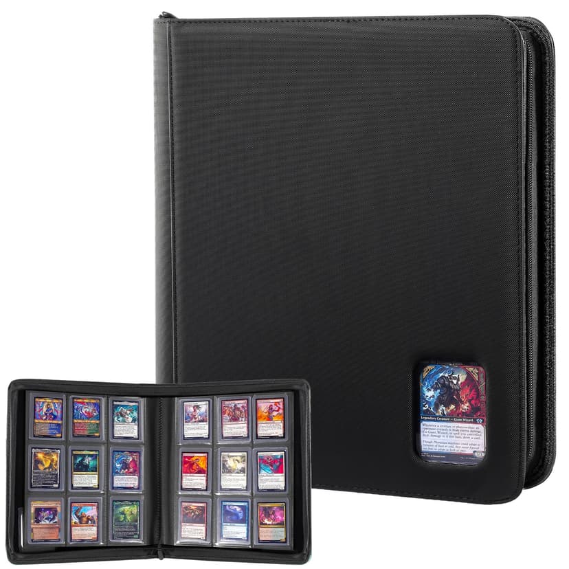 ProCase Top Loader Binder, 9 Pocket Holds 324 Toploaders, Black | Non-PVC Pockets Waterproof PU Leather Binder for Trading Cards or Sports Cards, Compatible with TCG, MTG in 3"x4" Toploader